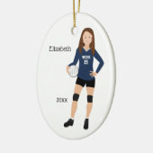 Volleyball Girl Brunette Dark Blue & Black Keramisch Ornament (Links)