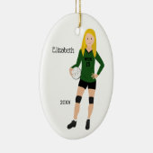 Volleyball Girl Brunette Green & Black Keramisch Ornament (Rechts)