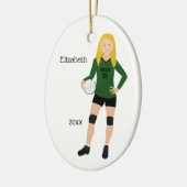 Volleyball Girl Brunette Green & Black Keramisch Ornament (Links)