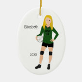 Volleyball Girl Brunette Green & Black Keramisch Ornament (Voorkant)