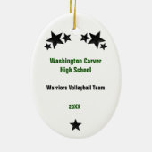 Volleyball Girl Brunette Green & Black Keramisch Ornament (Achterkant)