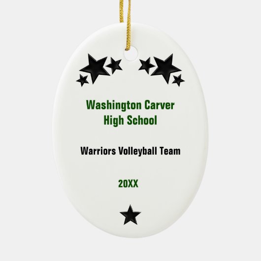 Volleyball Girl Brunette Green & Black Keramisch Ornament (Achterkant)