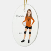 Volleyball Girl Brunette Oranje & Black Keramisch Ornament (Links)