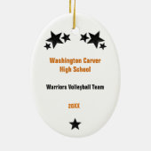 Volleyball Girl Brunette Oranje & Black Keramisch Ornament (Achterkant)