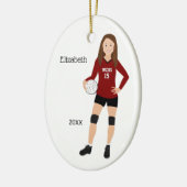 Volleyball Girl Brunette Red en Black Ceramic Orna Keramisch Ornament (Links)