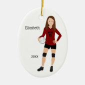 Volleyball Girl Brunette Red en Black Keramisch Ornament (Voorkant)