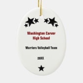 Volleyball Girl Brunette Red en Black Keramisch Ornament (Achterkant)