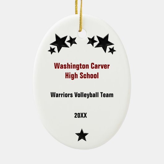 Volleyball Girl Brunette Red en Black Keramisch Ornament (Achterkant)