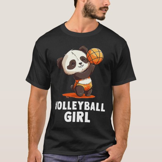 Volleyball Girl Cute Baby Panda en Volleyball T-shirt (Voorkant)