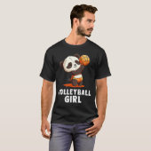 Volleyball Girl Cute Baby Panda en Volleyball T-shirt (Voorkant volledig)