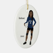 Volleyball Girl Long Black Hair Dark Blue & Black Keramisch Ornament (Rechts)