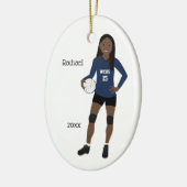 Volleyball Girl Long Black Hair Dark Blue & Black Keramisch Ornament (Links)