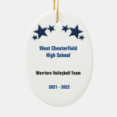 Volleyball Girl Long Black Hair Dark Blue & Black Keramisch Ornament (Achterkant)