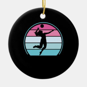 Volleyball Girl Retro  Keramisch Ornament