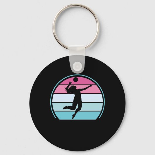 Volleyball Girl Retro Sleutelhanger (Voorkant)