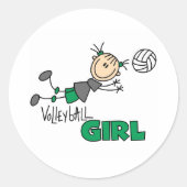 Volleyball Girl Ronde Sticker (Voorkant)