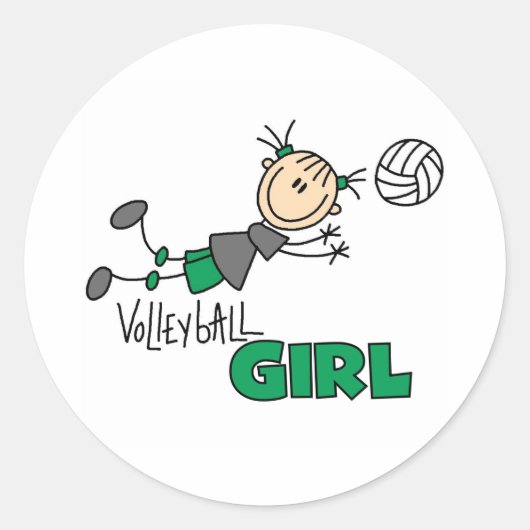 Volleyball Girl Ronde Sticker (Voorkant)