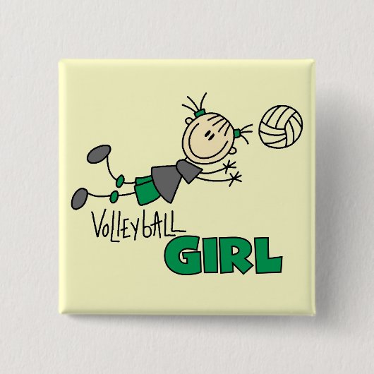 Volleyball Girl Tshirts en Gifts Vierkante Button 5,1 Cm (Voorkant)
