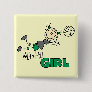 Volleyball Girl Tshirts en Gifts Vierkante Button 5,1 Cm