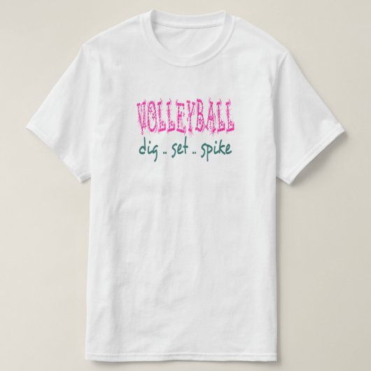 Volleyball Graaf Set Spike (roze/groen) T-shirt (Design voorkant)