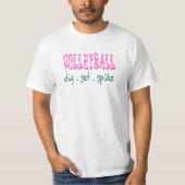 Volleyball Graaf Set Spike (roze/groen) T-shirt (Voorkant)