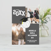Volleyball Graduation Sports Grey Announcement Kaart (Staand voorkant)