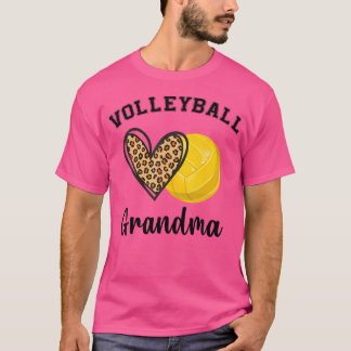 Volleyball Grandma Leopard Heart Sportspelers Mo T-shirt