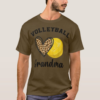Volleyball Grandma Leopard Heart Sportspelers Mo T-shirt