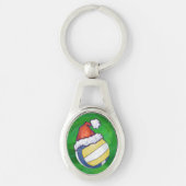 Volleyball Green Kerstmis Sleutelhanger (Voorkant)