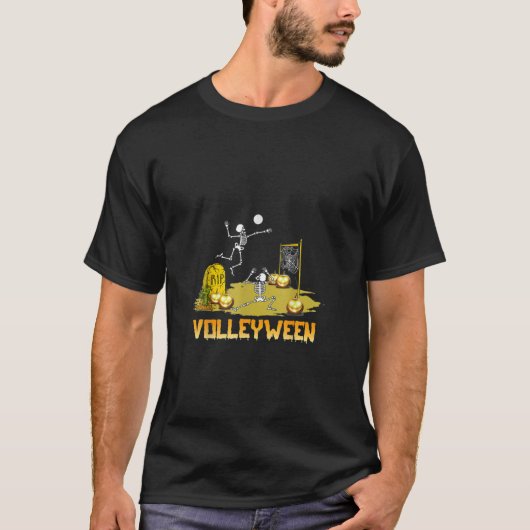 Volleyball Halloween Volleyween Skeleton Costume F T-shirt (Voorkant)