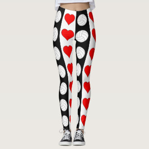 Volleyball Heart Black White en Red Contrast Pants Leggings
