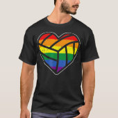 Volleyball Heart Sport LGBTQ Rainbow Flag Gay Prid T-shirt (Voorkant)