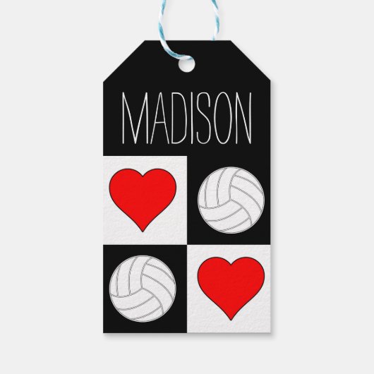 Volleyball Hearts Checker Pattern Custom Cadeft La Cadeaulabel (Achterkant)
