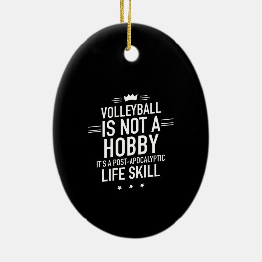 Volleyball hobby white keramisch ornament (Achterkant)