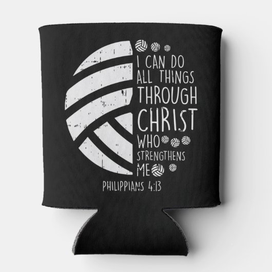 Volleyball i can do things Bible Verse God Jesus G Blikjeskoeler (Achterkant)
