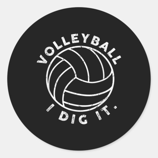 Volleyball I Dig It Fun Ronde Sticker (Voorkant)