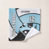 Volleyball in Baby Blue, Black en White Bad Handdoek (Wasdoekje)