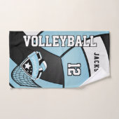 Volleyball in Baby Blue, Black en White Handdoek (Handdoek)
