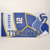 Volleyball in Blue and White Beach Towel Strandlaken (Voorkant)