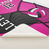 Volleyball in Hot Pink, Black en White Sherpa Deken (3/4)