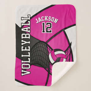 Volleyball in Hot Pink, Black en White Sherpa Deken