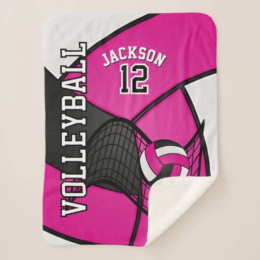 Volleyball in Hot Pink, Black en White Sherpa Deken (Voorkant)