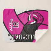 Volleyball in Hot Pink, Black en White Sherpa Deken (Voorkant (horizontaal))