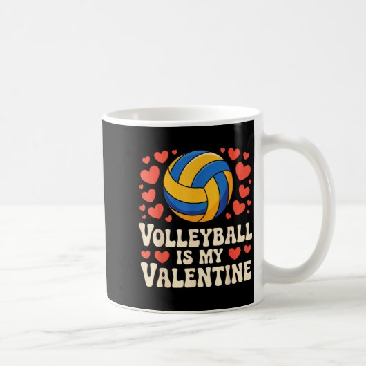 Volleyball Is My Valentine Romantic Valentines Day Koffiemok (Rechts)