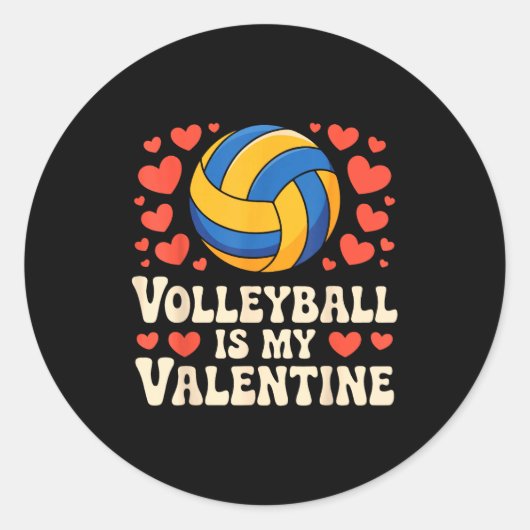 Volleyball Is My Valentine Romantic Valentines Day Ronde Sticker (Voorkant)