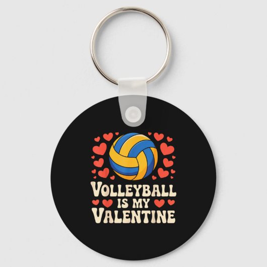 Volleyball Is My Valentine Romantic Valentines Day Sleutelhanger (Voorkant)