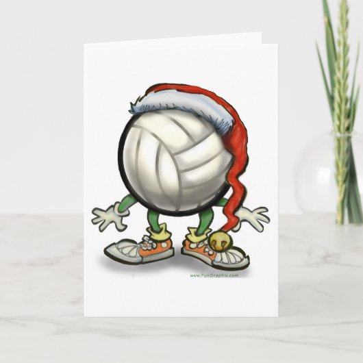 Volleyball Kerstbal Feestdagen Kaart (Voorkant)