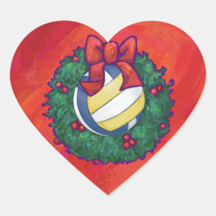 Volleyball Kerstbal Hart Sticker