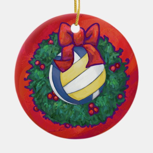 Volleyball Kerstbal Keramisch Ornament (Voorkant)