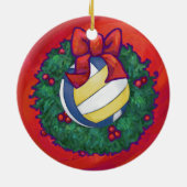 Volleyball Kerstbal Keramisch Ornament (Achterkant)